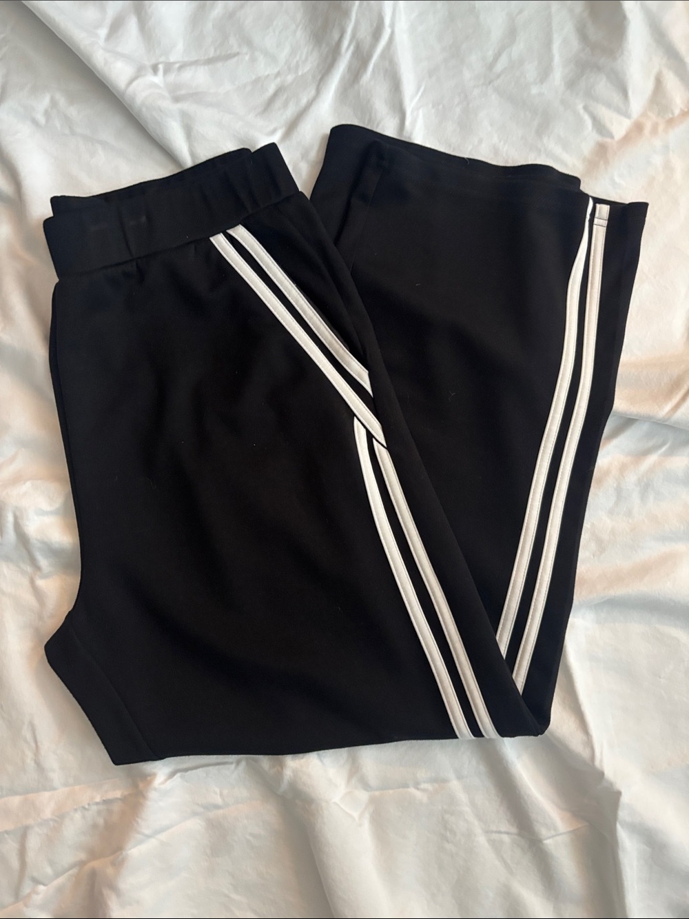 Black Track Pants with White Side Stripes